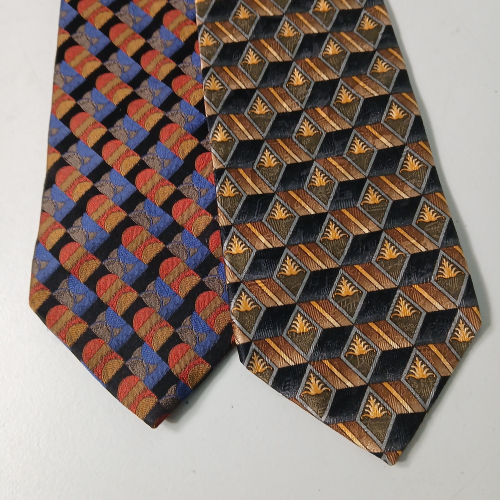 Vintage Christian Dior Monsieur/Bill Blass Patterned Silk Ties Set - Multicolor